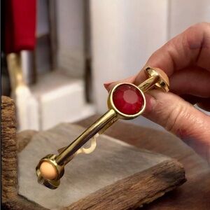 Gold Toned Red Pink Bracelet